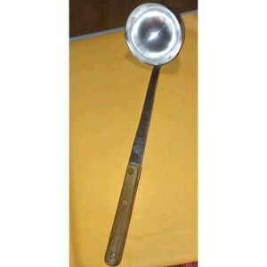 Vintage Stainless Steel Ladle Wooden Handle USA Made Farmhouse Kitchen Tool